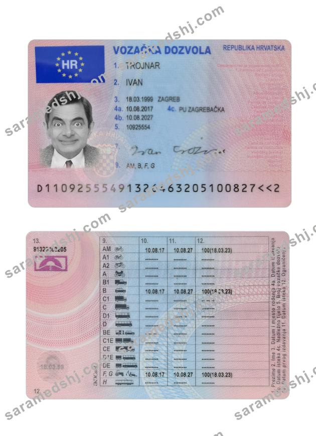 Croatia driving license 2017-present